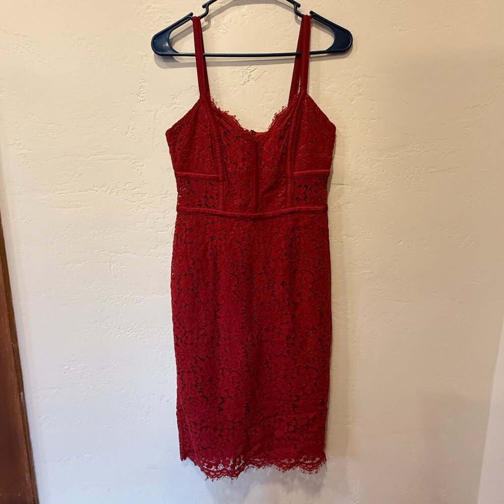 Express Red Lace Knee-Length Dress - Size 4